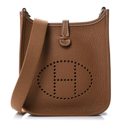 Brown Hermes Evelyne TPM Messenger bag in Taurillon Clemence Leather