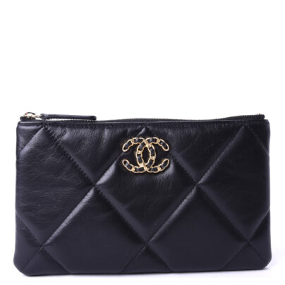 Chanel 19 mini wallet in black lambskin leather