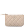 Chanel Beige Quilted Zipped Wallet