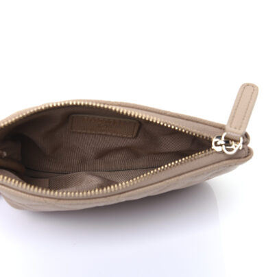 Chanel Beige Quilted Zipped Wallet interior