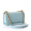 Chanel Medium Boy bag in Light Blue Caviar Leather back