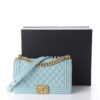 Chanel Medium Boy bag in Light Blue Caviar Leather new with box