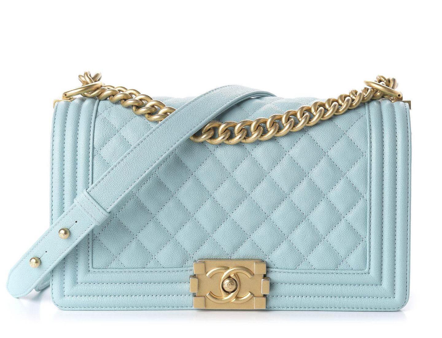 Chanel Medium Boy Bag In Light Blue Caviar Leather - Wornright  Authenticated Shopping