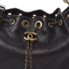 Chanel Paris Rome small drawstring black leather lambskin bag goldtone hardware
