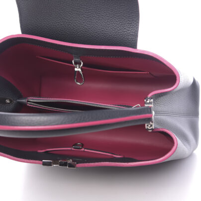 Louis Vuitton Black Capucines MM Bag in Taurillon leather wine red interior