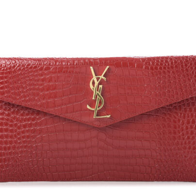 Saint Laurent YSL Red Clutch Crocodile Leather bag