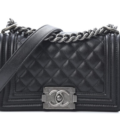 Small Chanel Boy Leather Flap Bag in Black Caviar Leather