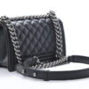 Small Chanel Boy Leather Flap Bag in Black Caviar Leather back