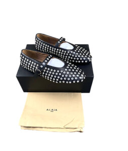 Alaia Black Crystal embellished ballet low flats