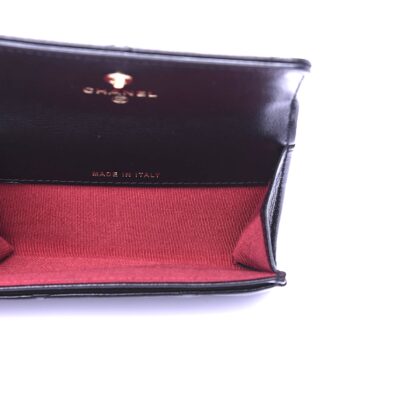 Chanel Black Lambskin Quilted Chanel 19 Flap Card Holder Red interior
