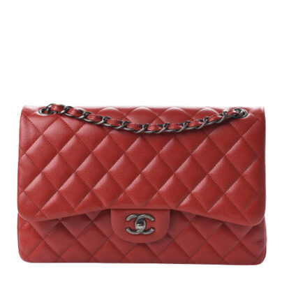 Chanel Classic Jumbo Double Flap Red Caviar Leather Bag