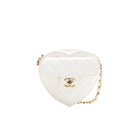 Chanel In Love Heart Bag White Lambskin Leather