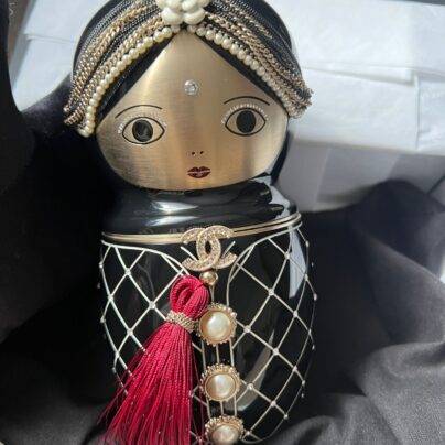 Chanel Matryoshka Russian Doll Black and Gold Resin limited edition minaudiere