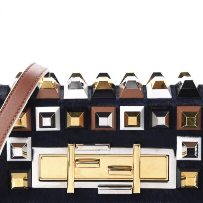 Fendi 3Baguette Brown Vitello Dulce Studded Mini Shoulder Bag