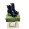 Gucci GG Logo sole 75 Black Leather Platform Boots