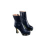 Gucci GG Logo sole 75 Black Leather Platform Boots with Gucci box