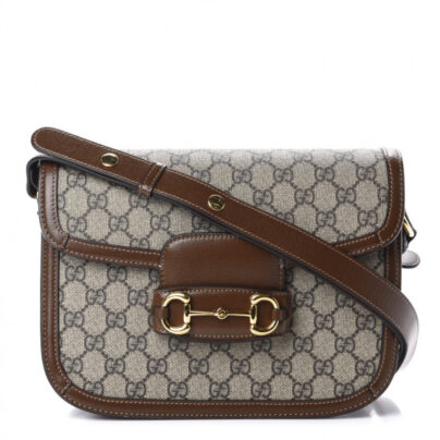 Gucci GG Supreme Horsebit 1955 Brown Beige Shoulder Bag
