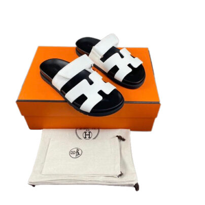 Hermes Chypre White Sandals Blanc Calf Leather
