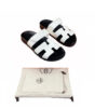 Hermes Chypre White Sandals Blanc Calf Leather New