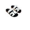 Hermes Chypre White Sandals Blanc Calf Leather with box