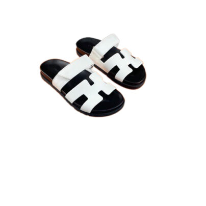 Hermes Chypre White Sandals Blanc Calf Leather with box