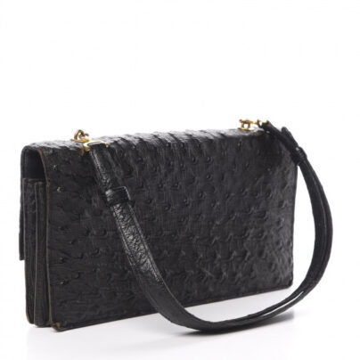 Hermes Palonnier bag in black ostrich leather back