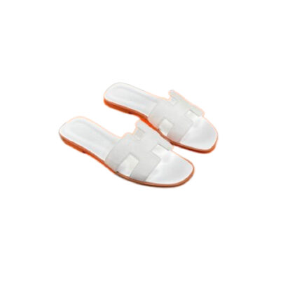 Hermes White Oran flat sandals
