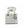 Small Dior Iridescent Lady Dior Metallic Silvertone Bag Cannage Lambskin