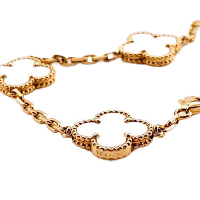 Van Cleef and Arpels 5 Motifs Vintage Alhambra Mother of Pearl Bracelet au750