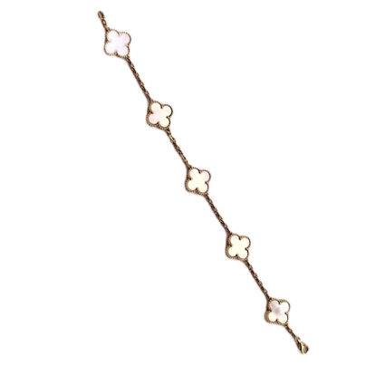 Van Cleef and Arpels 5 Motifs Vintage Alhambra Mother of Pearl Bracelet au750 Yellow Gold