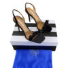 Aquazzura Chain Of Love Black Satin Stiletto Sandals Heels size 38