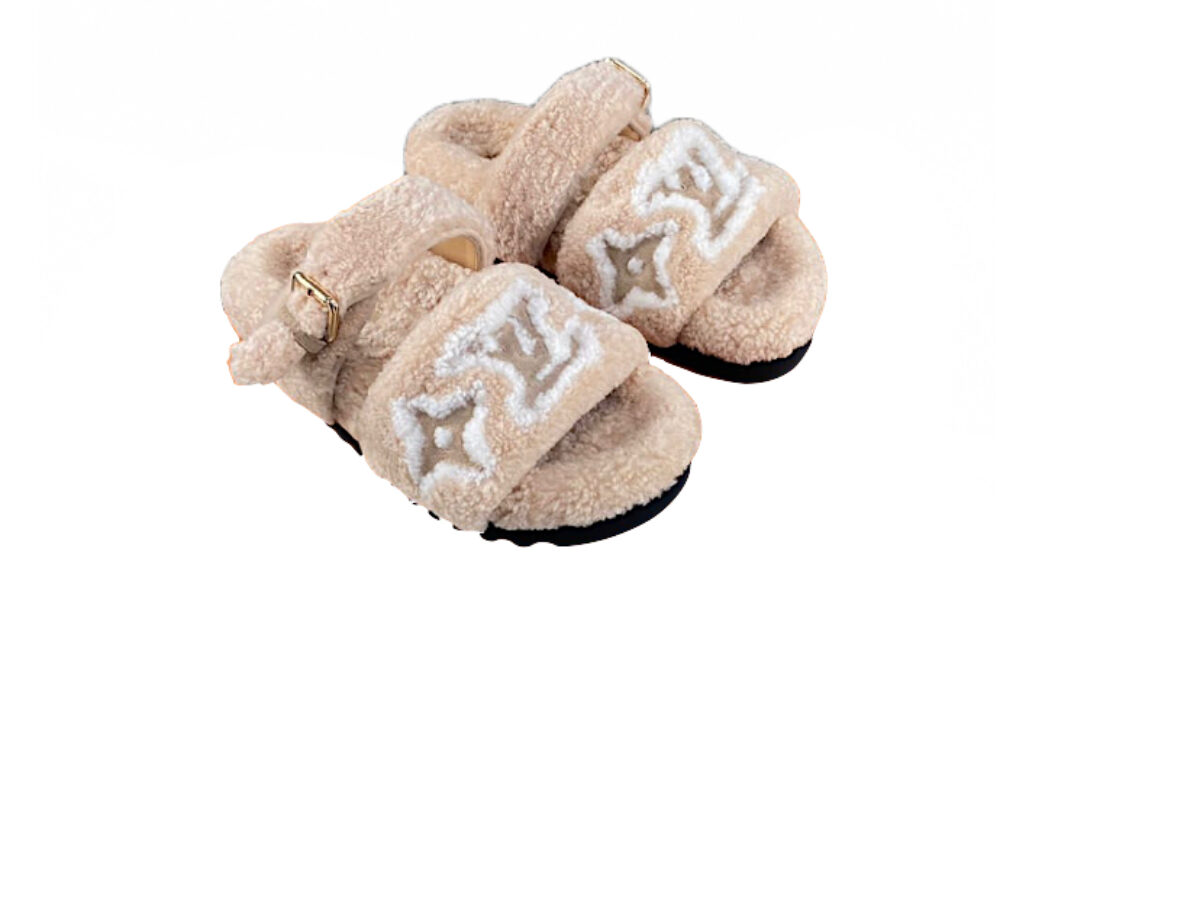 Beige LV Louis Vuitton Paseo Flat Comfort Shearling Fur Mules Slippers Size  40 - Wornright Authenticated Shopping