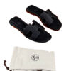 Black Epsom Hermes Oran Leather Sandals