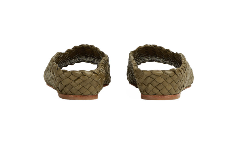 Bottega Veneta Canalazzo Peep Toe Slippers Liana Green Back