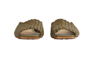 Bottega Veneta Canalazzo Peep Toe Slippers Liana Green Front