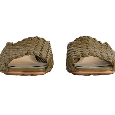 Bottega Veneta Canalazzo Peep Toe Slippers Liana Green Front