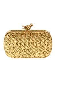 Bottega Veneta Gold Knot Intrecciato leather clutch bag
