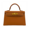 Brown Hermes Kelly Mini Epsom Gold Handbag
