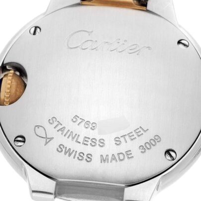 Cartier Ballon Bleu 28mm Womens Watch Silver and Gold Engraving