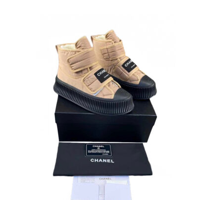 Chanel Beige Cream Ankle Snow Boots Size 38