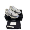 Chanel CC Logo Fabric Laminated Metallic Sneakers Grey Silver