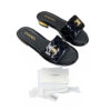Chanel Patent Leather Goatskin Black CC Sandals Mules gold cc