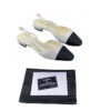Chanel Slingback Silver Black Strass Grosgrain Flats