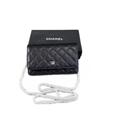 Chanel WOC Caviar Black Leather Bag SHW chain