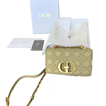 Christian Dior CD Caro Small Bag in Beige Calfskin leather
