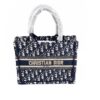 Christian Dior Small Dior Book Tote Navy Blue Oblique Embroidered Bag