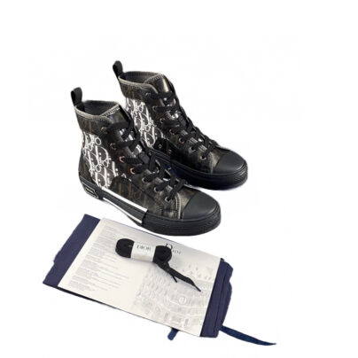 Dior B23 High top Sneakers Black Oblique Size 39