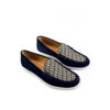 Dior Granville Loafers Navy Blue Suede and Beige Jacquard