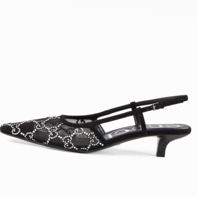 Gucci GG Kitten Heel Slingback Pumps Black Size 40