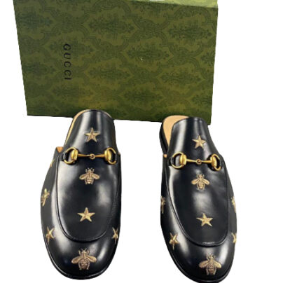 Gucci Princetown Loafer Slippers Black Lambskin Leather